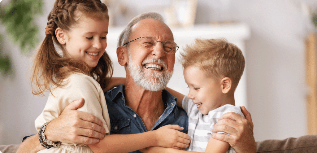 Grandfather enjoying time with his grandkids